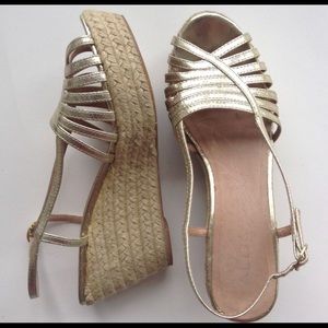 Gold wedge sandals 8